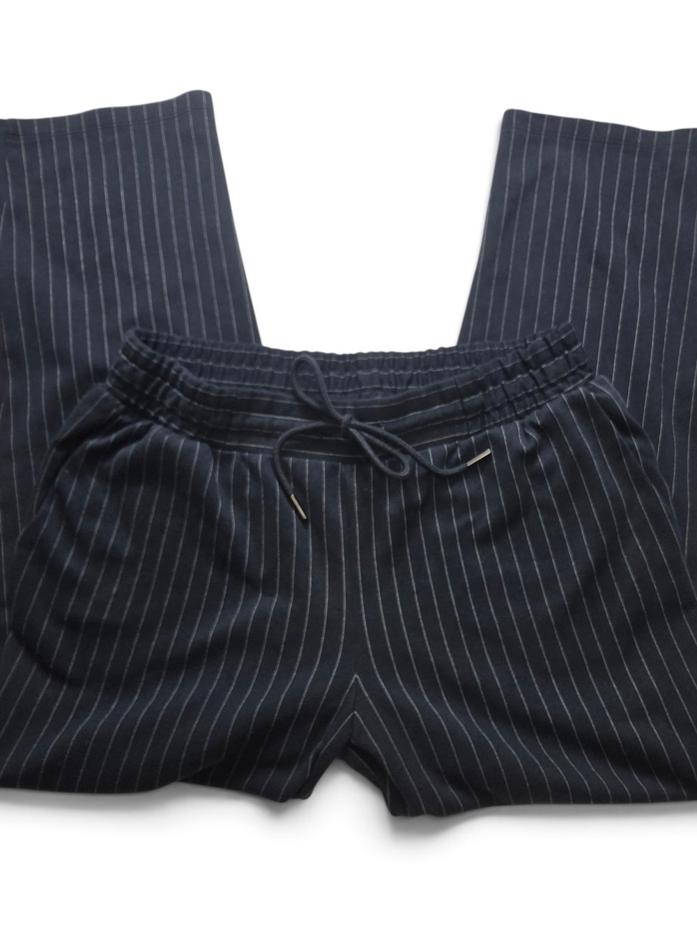A New Day Pinstripe Pull On Cropped Jogger Trousers Navy Straight Leg S